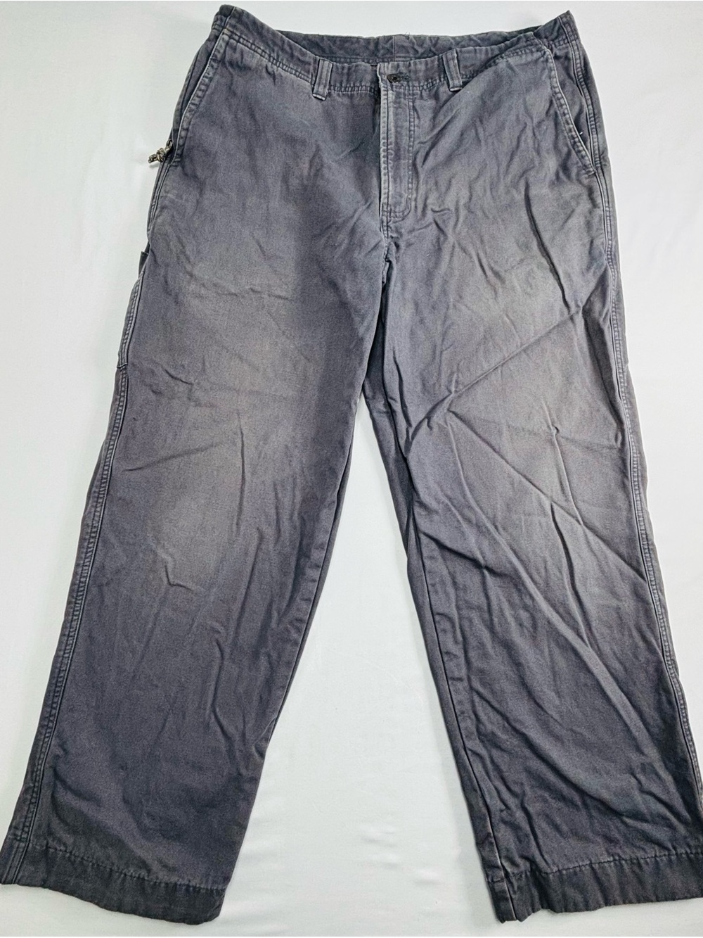 Casual Wide-Leg Lined Gray Work Pants